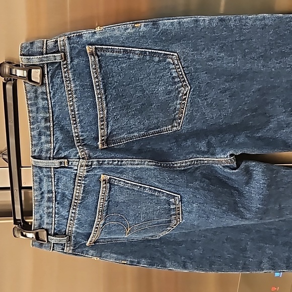 💕ROUJE💕 Raw Hem High Rise Button Fly Ankle Jeans ~ Blue 27 - Picture 4 of 10